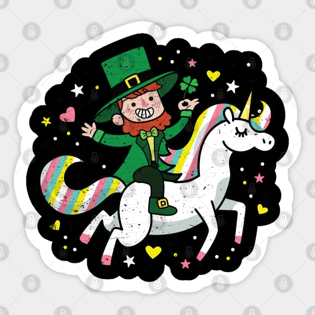 Leprechaun Riding a Unicorn Funny St Patrick's Day Sticker by ghsp